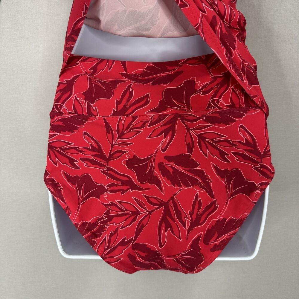 Lands' End Womens Swimwear S Pink Surplice Halter Tankini High Waisted Two Piece - Picture 8 of 13